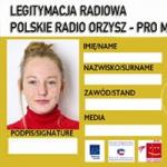 Legitymacja Radiowa Polskiego Radia Orzysz, z lewej strony zdjęcie posiadaczki