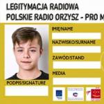 Legitymacja Radiowa Polskiego Radia Orzysz, z lewej strony zdjęcie posiadacza