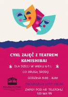 Plakat informujacy o cyklu zajęć z teatrem Kamishibai.